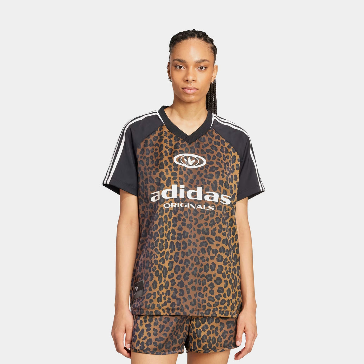 Exclusive Originals Leopard Football Womens Jersey (Multi Color/Bronze Strata) — XS — Front View