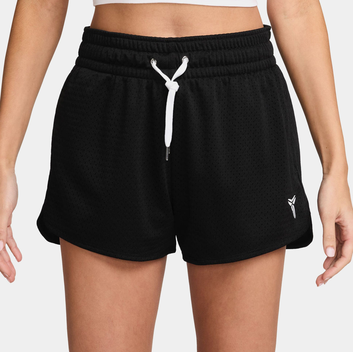 Exclusive Kobe Mesh Womens Shorts (Black/White) — XS — Front View