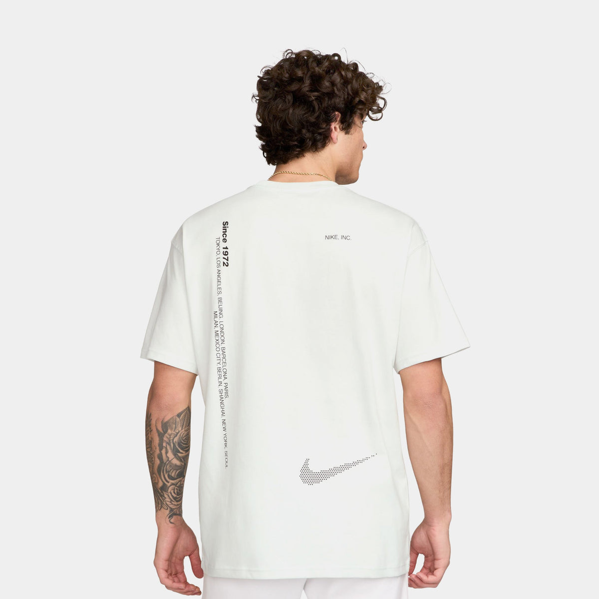 Exclusive NSW Max 90 Swoosh Mens Short Sleeve Shirt (White/Black) — S — Side View