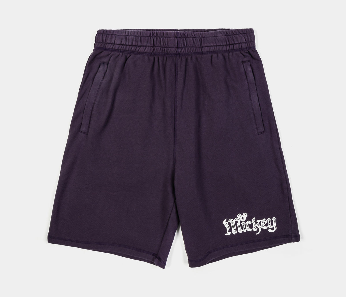 Exclusive Disney Mickey Mouse Real Life By Shoe Palace Fleece Mens Shorts (Purple/Black) — S — Front View