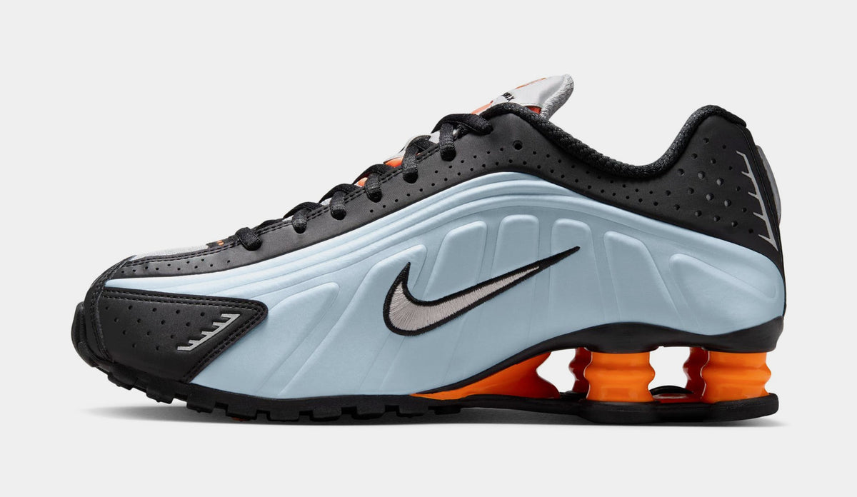 Exclusive Shox R4 Womens Running Shoes (Blue Tint/Total Orange/Black/Metallic Silver) — 5 — Back View