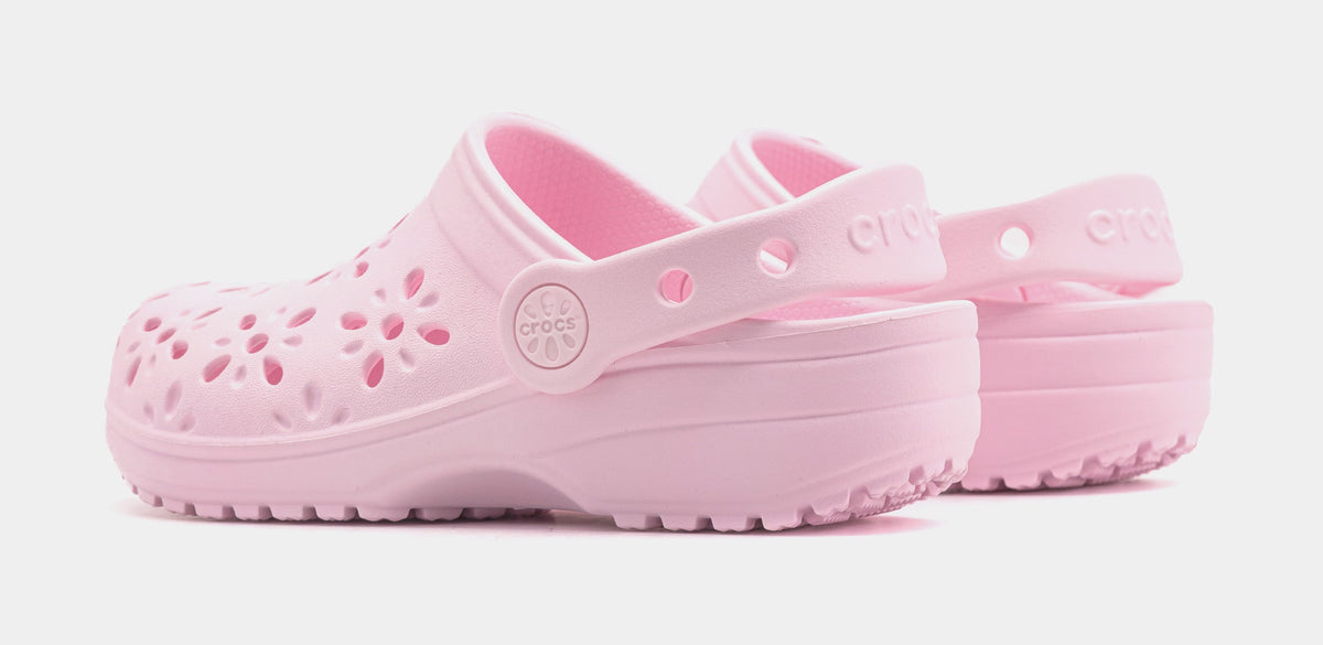 Exclusive Classic Floral Cut Out Preschool/Grade School Sandals (Pink/Pink) — 11C — Detail View