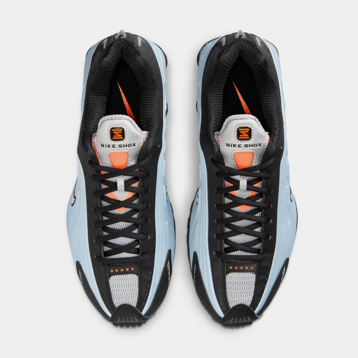 Exclusive Shox R4 Womens Running Shoes (Blue Tint/Total Orange/Black/Metallic Silver) — 5 — Side View