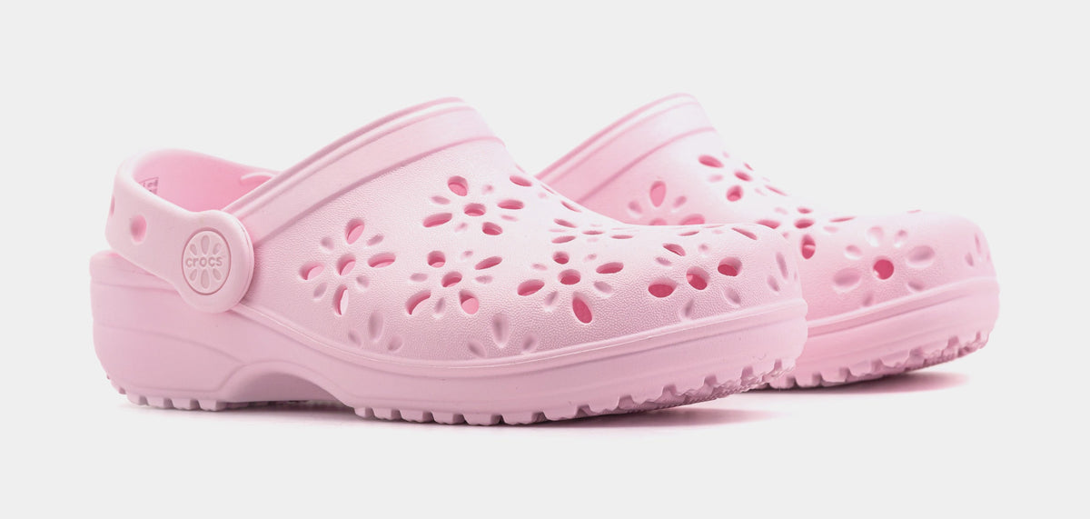 Exclusive Classic Floral Cut Out Preschool/Grade School Sandals (Pink/Pink) — 11C — Top View