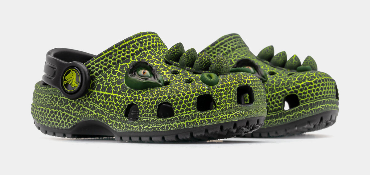 Exclusive I Am Scary Dino Classic Clog Infant Toddler Sandals (Green/Black) — 4C — Top View