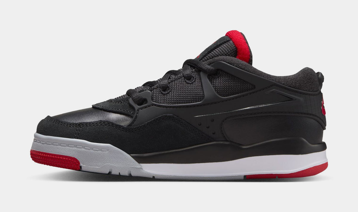 Exclusive Air Jordan 4 RM Preschool Lifestyle Shoes (Black/Wolf Grey/White/Varsity Red) — 10.5C — Back View