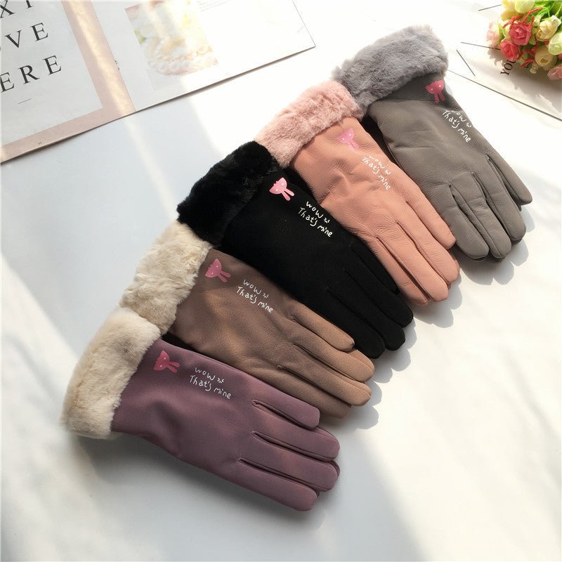 Exclusive Alphabet Cartoon Warm Double Layer Fleece-lined — Khaki — Size Free Size — Front View