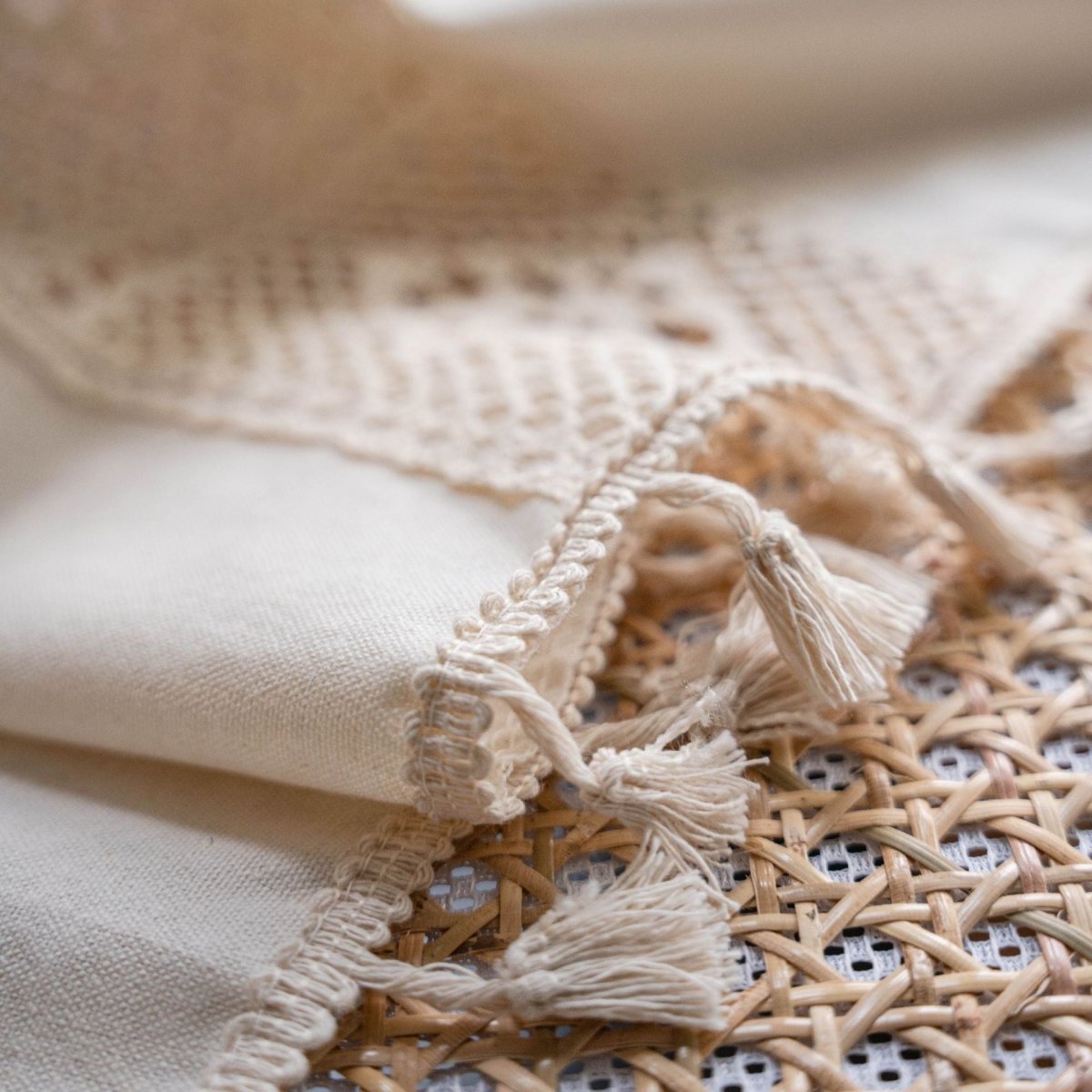 Exclusive American Crochet Mesh Curtain — Beige — Size 150x100350G — Top View
