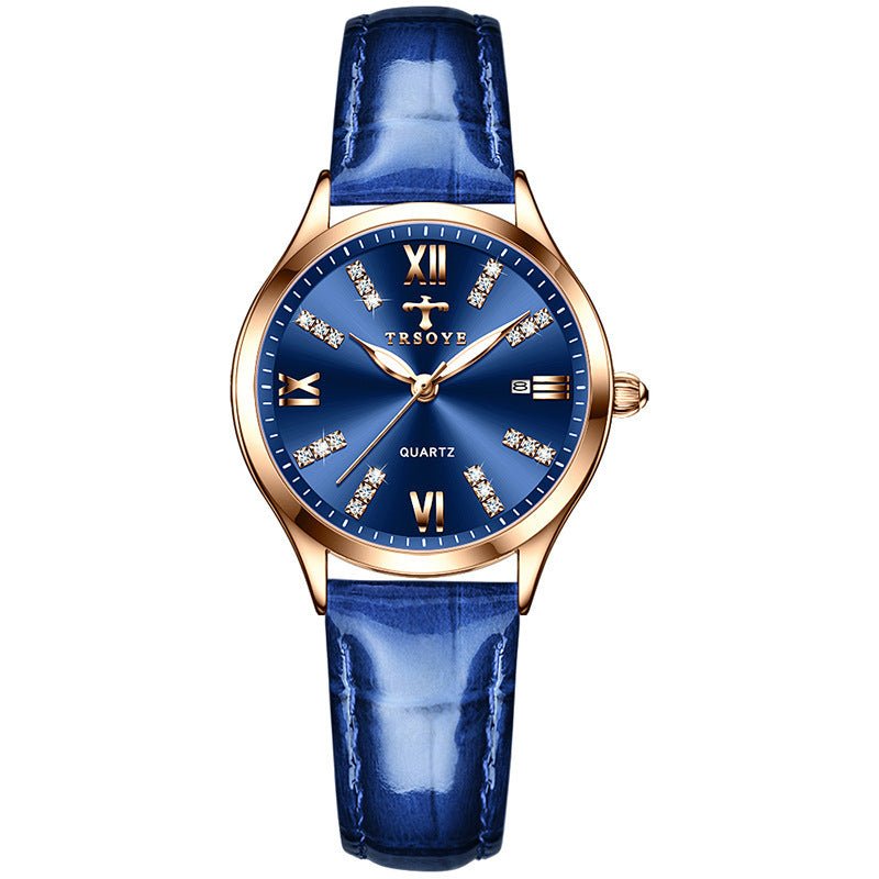 Exclusive Automatic Delicate Small Dial Waterproof Quartz Watch — 958 Red Belt Style — Detail View