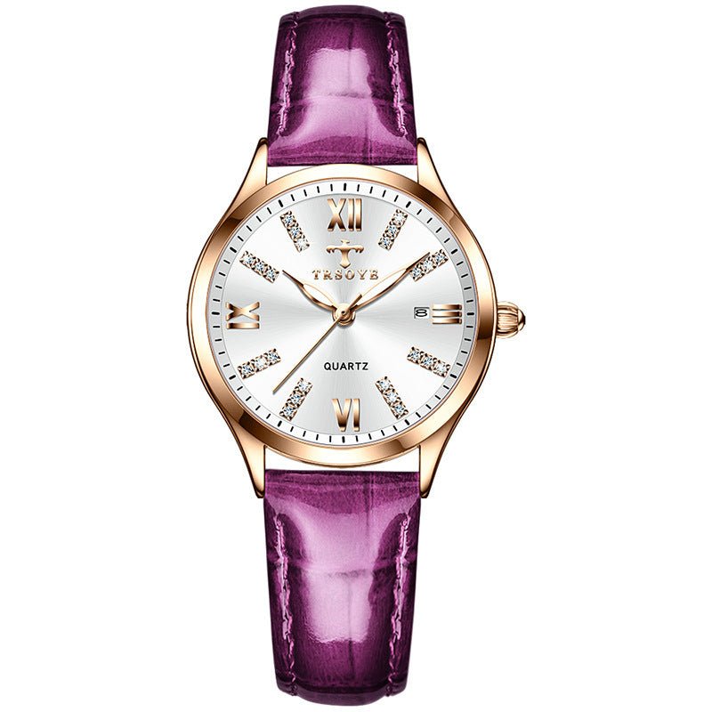 Exclusive Automatic Delicate Small Dial Waterproof Quartz Watch — 958 Red Belt Style — Top View