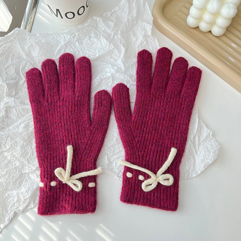 Exclusive Autumn And Winter New Bow Pure Color Warm Gloves — Gray — Alternate View 9