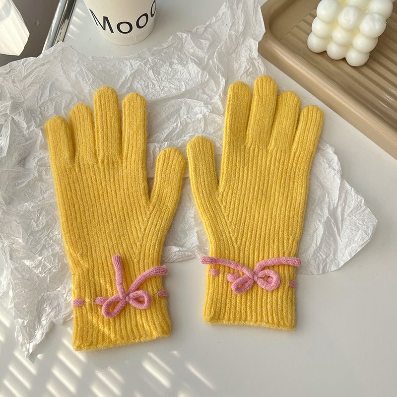 Exclusive Autumn And Winter New Bow Pure Color Warm Gloves — Gray — Alternate View 13