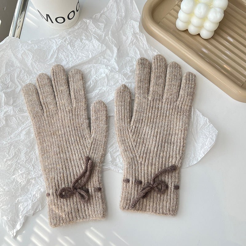 Exclusive Autumn And Winter New Bow Pure Color Warm Gloves — Gray — Alternate View 10