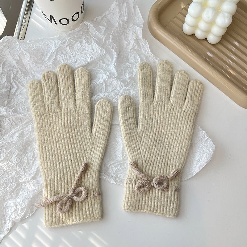 Exclusive Autumn And Winter New Bow Pure Color Warm Gloves — Gray — Alternate View 7