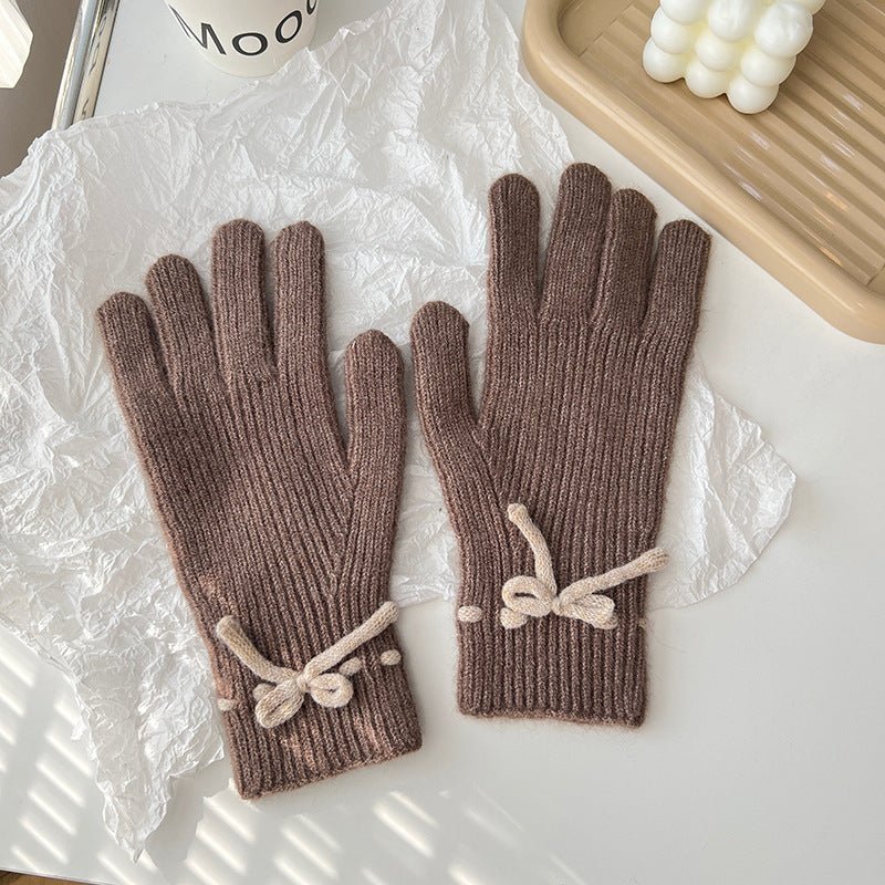 Exclusive Autumn And Winter New Bow Pure Color Warm Gloves — Gray — Alternate View 11