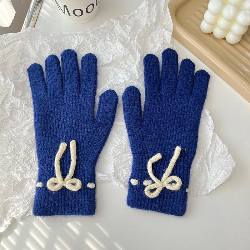 Exclusive Autumn And Winter New Bow Pure Color Warm Gloves — Gray — Alternate View 12