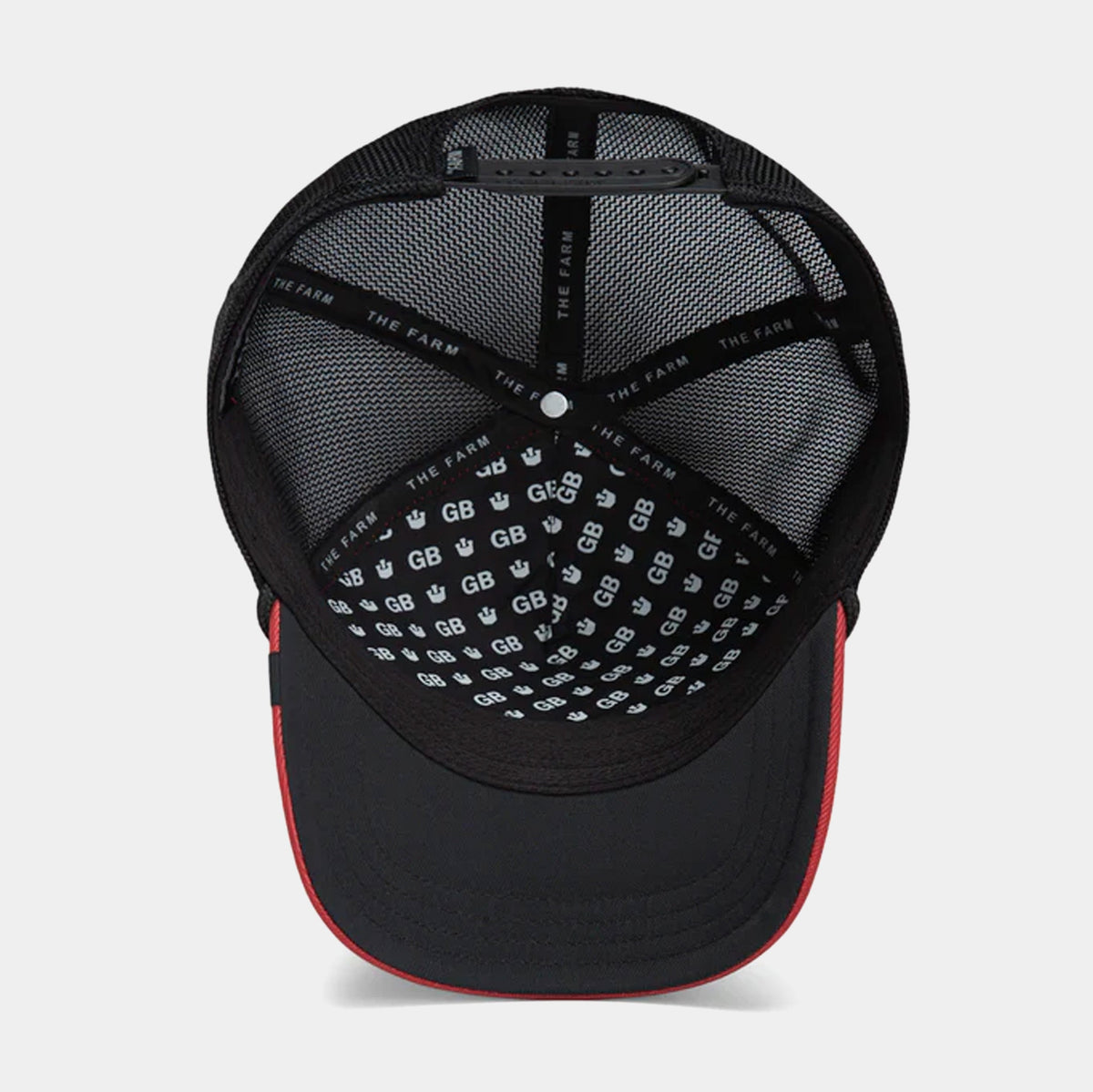 Exclusive GB2 Raging Bull Trucker Mens Hat (Red/Black) — OS — Top View