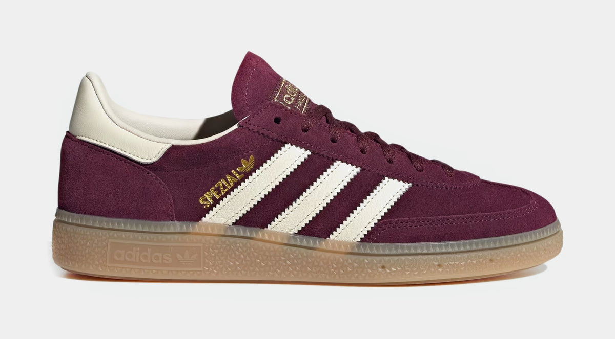 Exclusive Handball Spezial Womens Lifestyle Shoes (Maroon/Cream White/Gold Metallic) — 5 — Front View