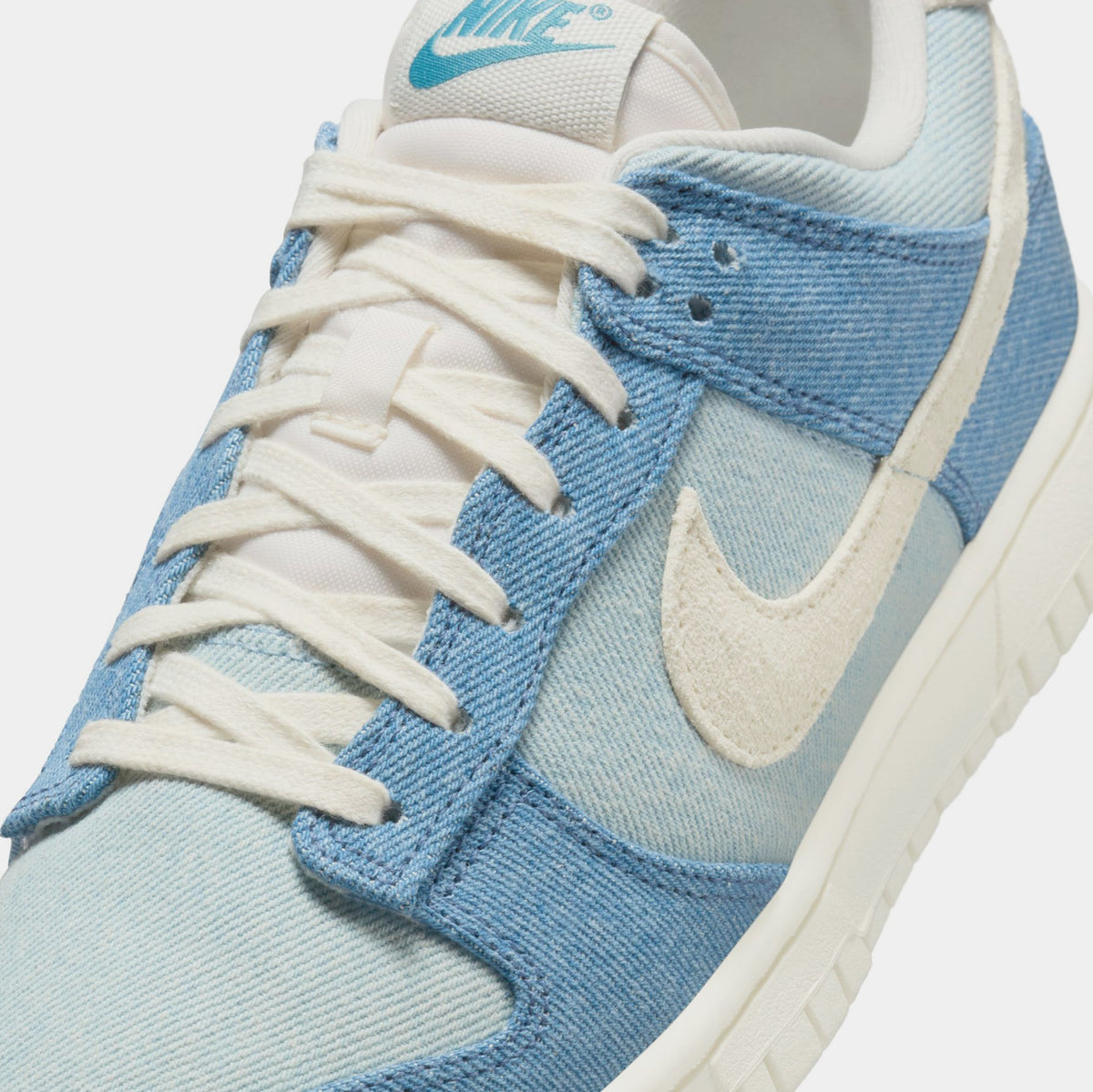 Exclusive Dunk Low Womens Lifestyle Shoes (Smokey Blue/Pale Ivory/Denim Turquoise/Ochre) — 5 — Detail View