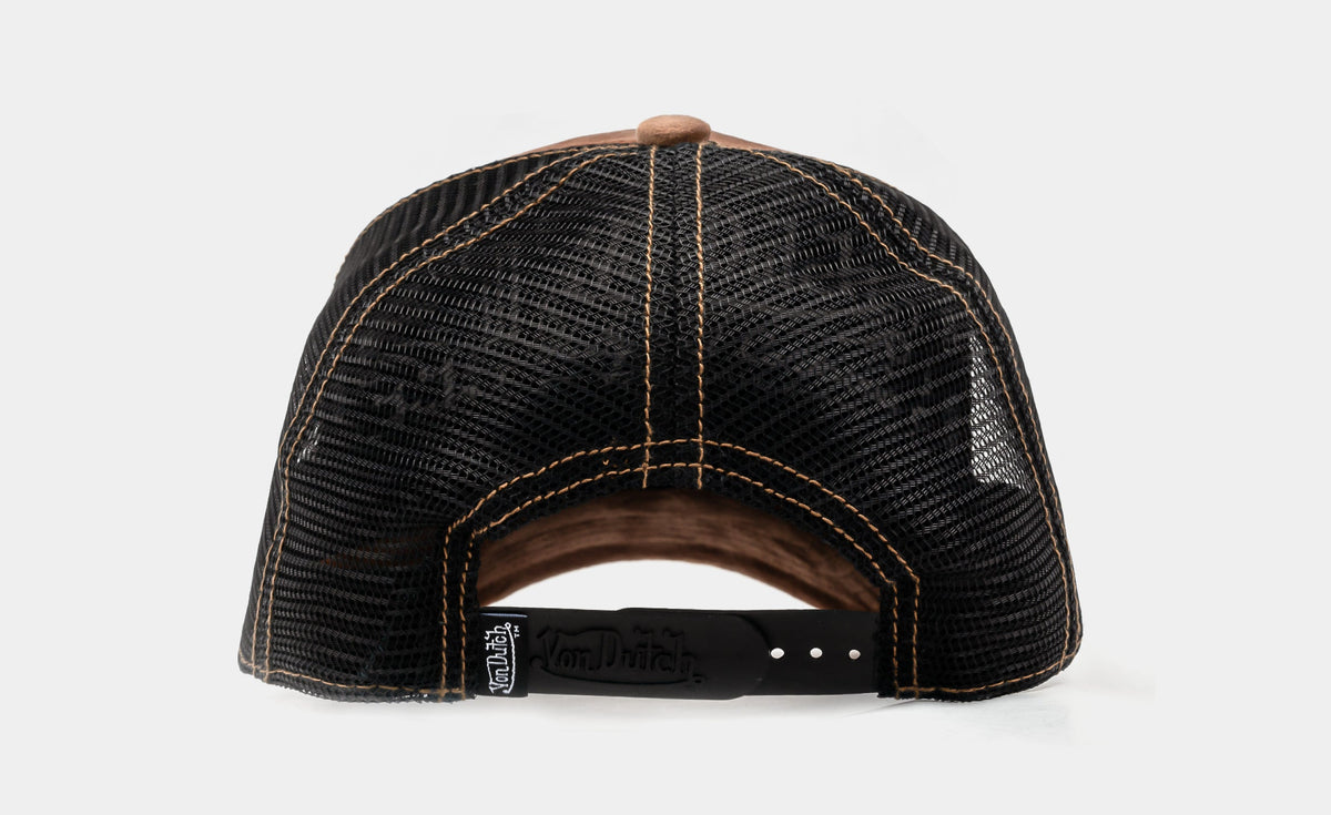 Exclusive Velvet Trucker Mens Hat (Brown/Black) — OS — Back View