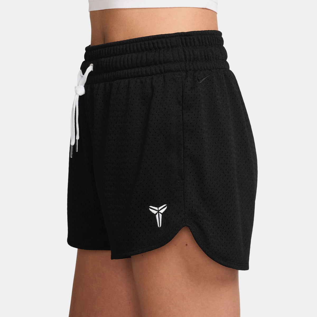 Exclusive Kobe Mesh Womens Shorts (Black/White) — XS — Top View