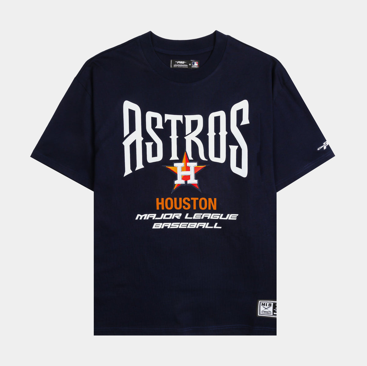 Exclusive Houston Astros City Tour Mens Short Sleeve Shirt (Navy/Orange) — S — Front View