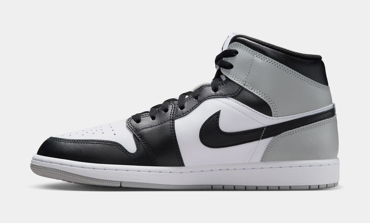 Exclusive Air Jordan 1 Mid Mens Lifestyle Shoes (White/Light Smoke Grey/Black) — 7 — Back View