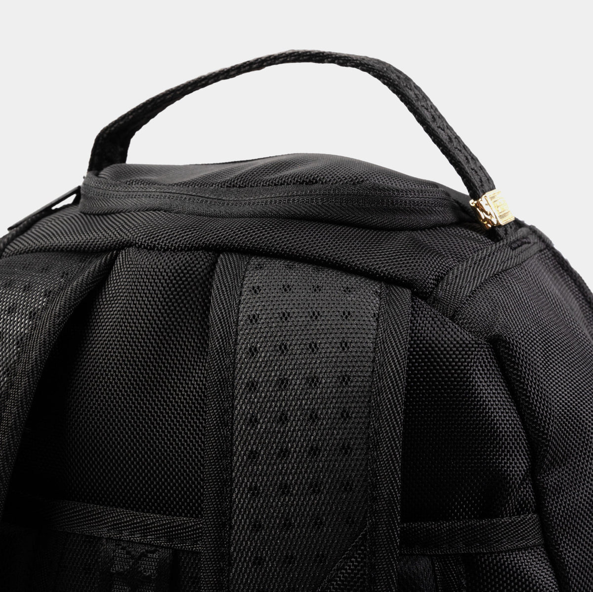 Exclusive Printed Zipper Shark Mens Backpack (Black/White) — OS — Top View
