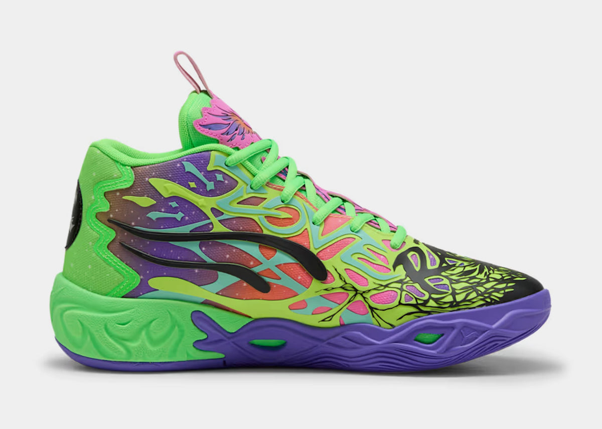Exclusive Puma x LaMelo Ball MB.04 Be You Mens Basketball Shoes (Green/Purple) — 4 — Front View