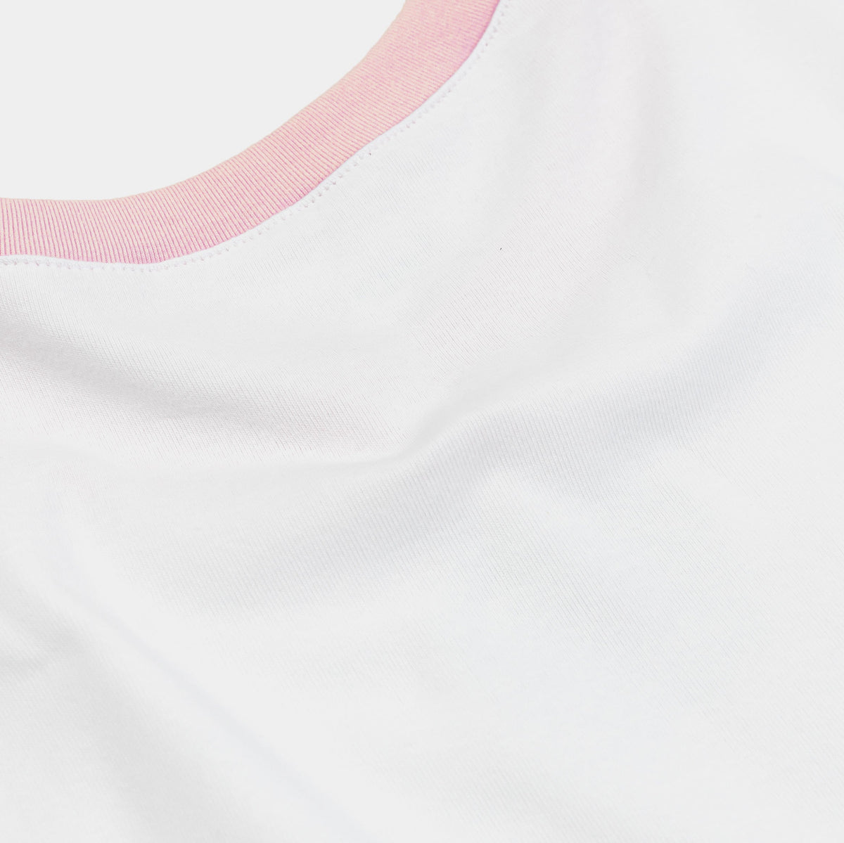 Exclusive Tennis Baby Tee Womens Short Sleeve Shirt (White/Pink) — XS — Back View