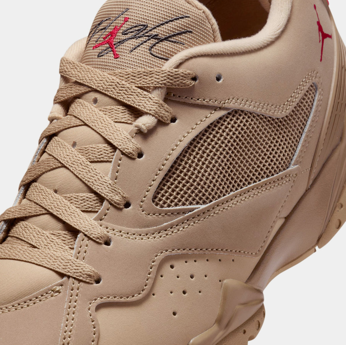 Exclusive Air Jordan MVP 92 Mens Lifestyle Shoes (Desert Camo/Mushroom/Anthracite/Fire Red) — 7 — Detail View