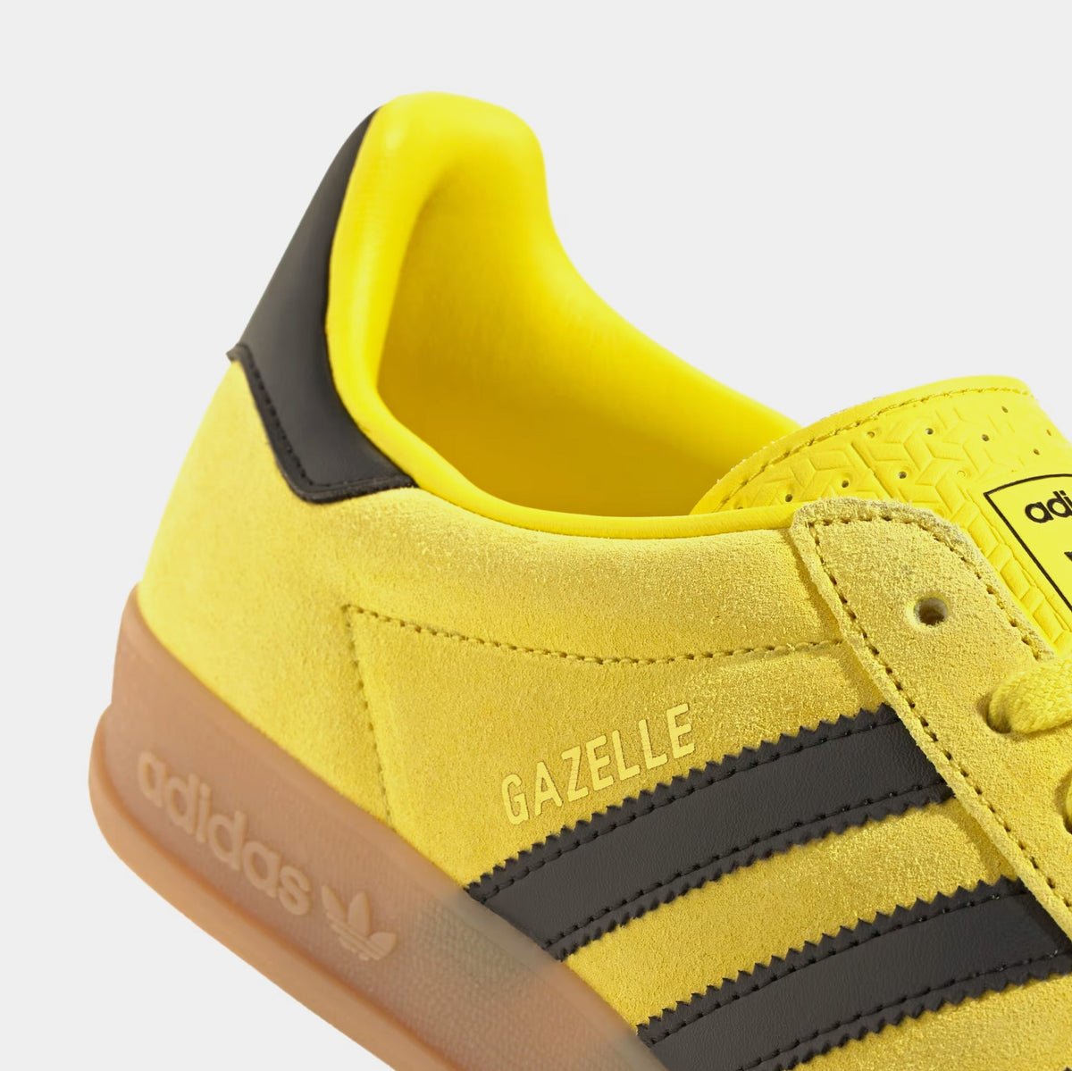 Exclusive Gazelle Indoor Mens Lifestyle Shoes (Shock Yellow/Core Black/Gold Metallic) — 4 — Detail View