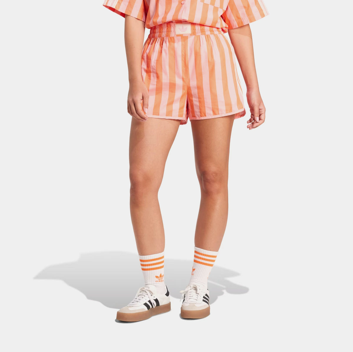 Exclusive Summer Glow Resort Womens Shorts (Pink/Orange) — XS — Front View