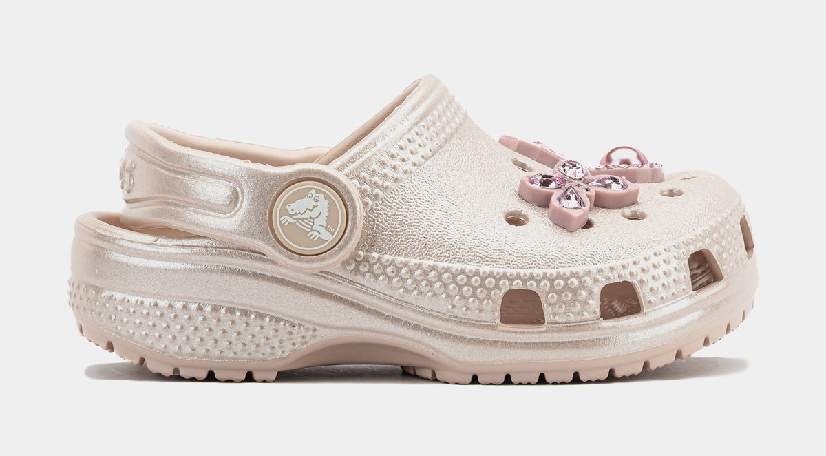 Exclusive Classic Clog Shimmer Infant Toddler Sandals (Pink) — 4C — Front View