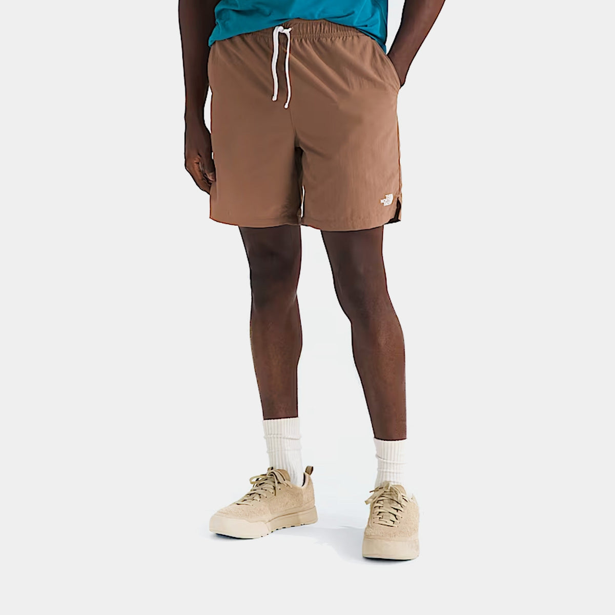 Exclusive Action 2.0 Mens Shorts (Brown/White) — S — Front View