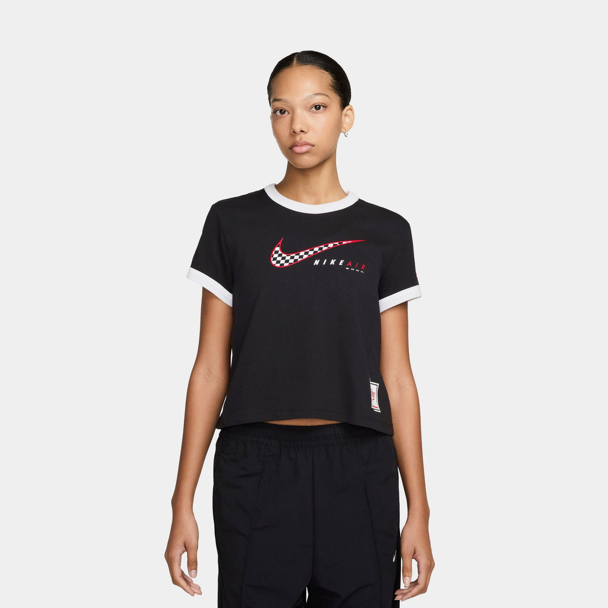 Exclusive Sportswear Club Moto Womens Short Sleeve Shirt (Black) — XS — Front View