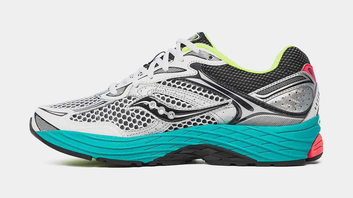 Exclusive ProGrid Omni 9 Mens Running Shoes (Silver/Teal) — 4 — Back View