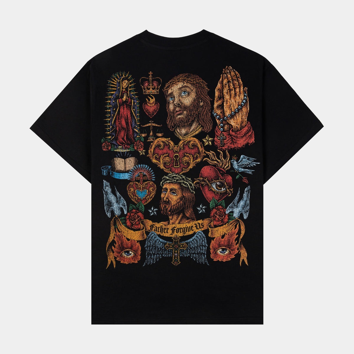 Exclusive Forgive Me Mens Short Sleeve Shirt (Black/Red) — XS — Side View