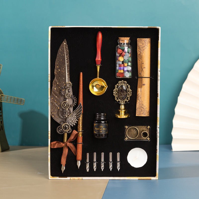 Exclusive Business Gift Box Gift Pen Set — Wine red dots — Detail View