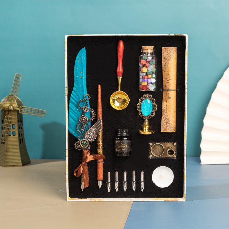 Exclusive Business Gift Box Gift Pen Set — Wine red dots — Lifestyle View