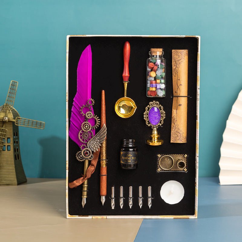 Exclusive Business Gift Box Gift Pen Set — Wine red dots — Alternate View 10