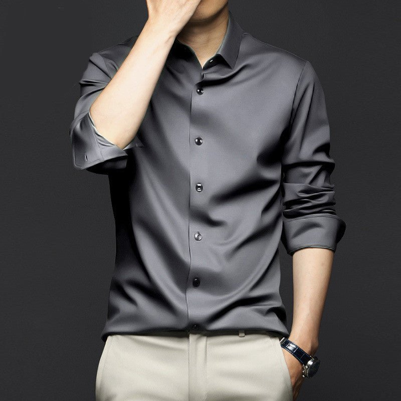 Exclusive Business High-end Ice Silk Shirt — C21281 — Size S — Top View