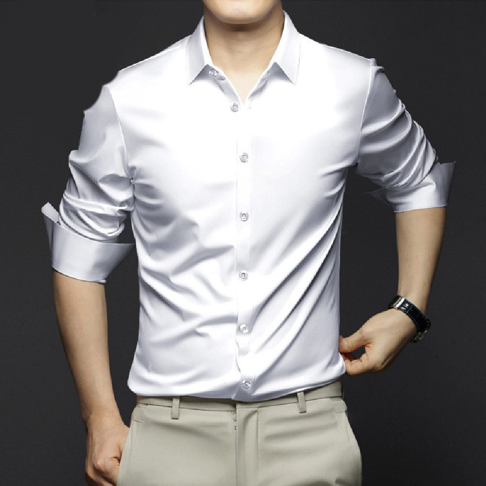 Exclusive Business High-end Ice Silk Shirt — C21281 — Size S — Front View