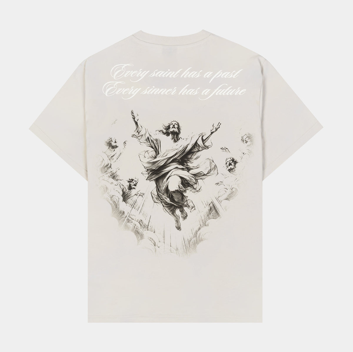 Exclusive Prayer Hands Mens Short Sleeve Shirt (Beige) — XS — Side View