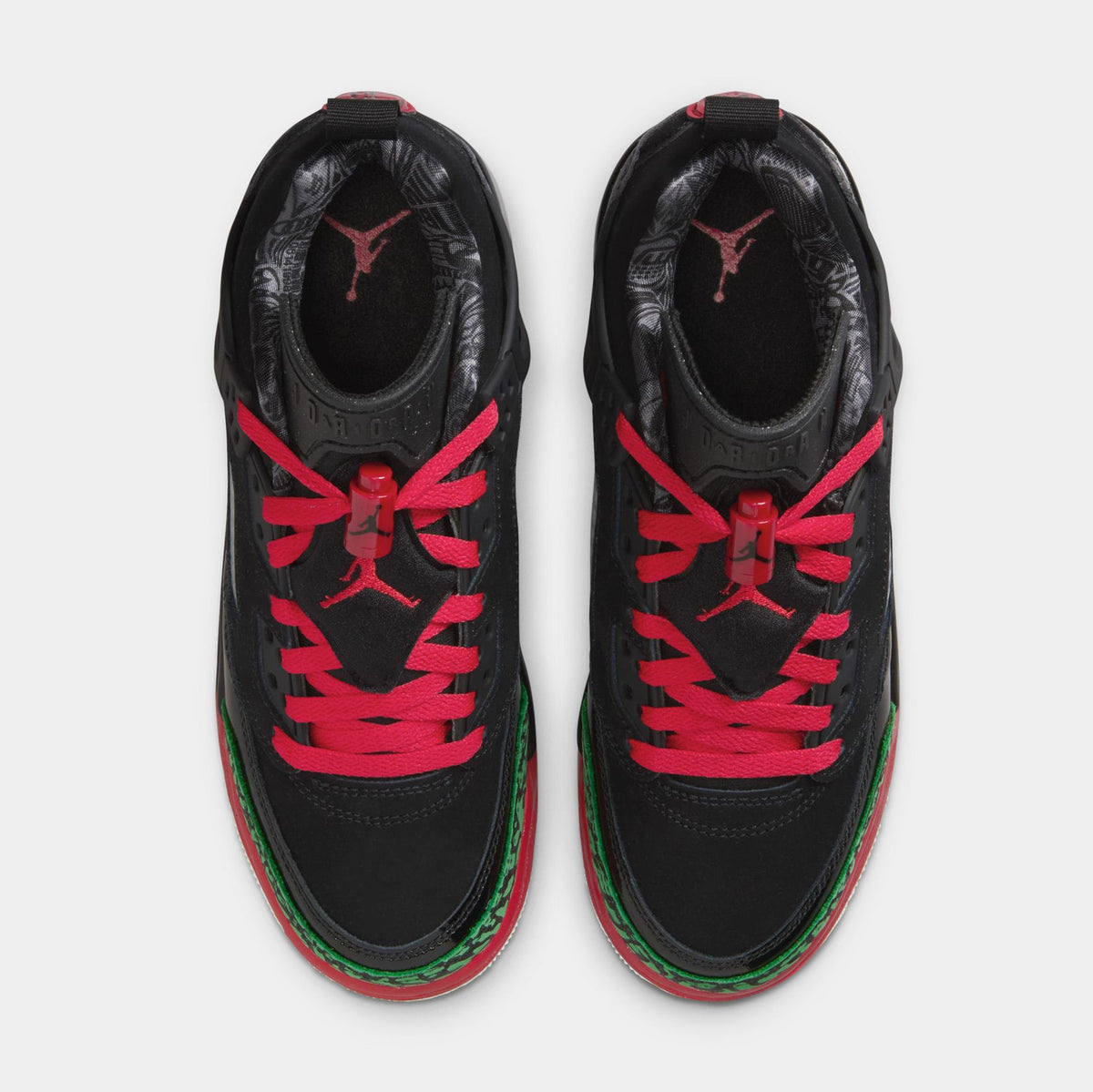 Exclusive Spizike Low Grade School Lifestyle Shoes (Black/Classic Green/White/Varsity Red) — 3.5Y — Side View