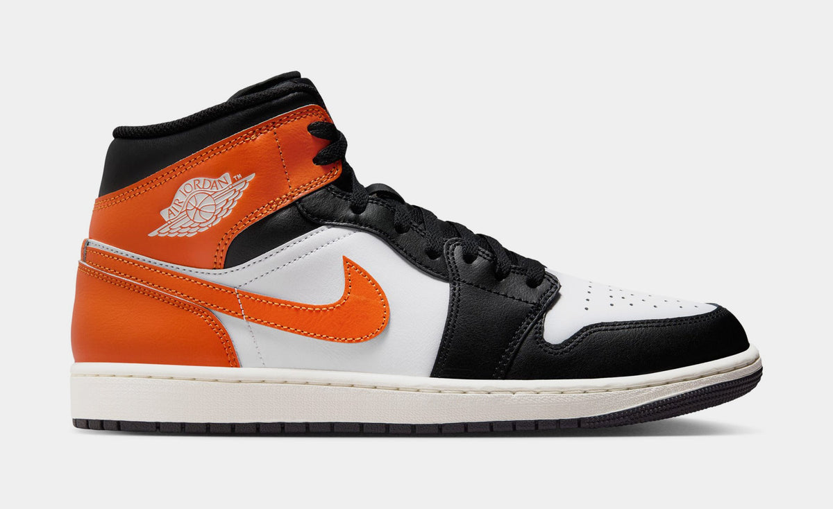 Exclusive Air Jordan 1 Mid Mens Lifestyle Shoes (Starfish/White/Sail/Black) — 7 — Front View