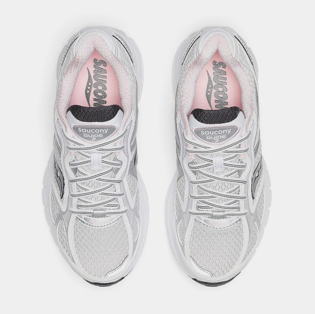 Exclusive Guide 7 Womens Running Shoes (White/Pink) — 5 — Side View