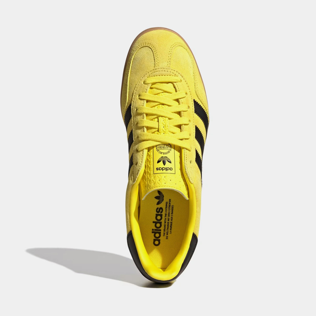 Exclusive Gazelle Indoor Mens Lifestyle Shoes (Shock Yellow/Core Black/Gold Metallic) — 4 — Side View