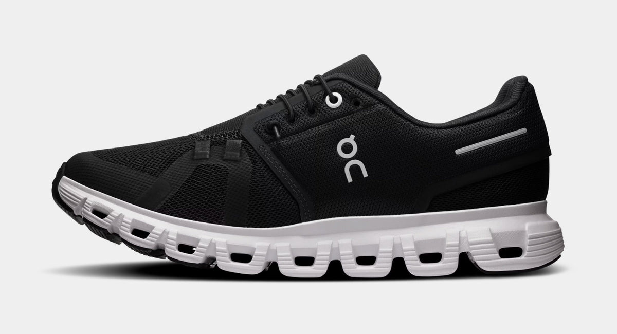 Exclusive Cloud 6 Womens Running Shoes (Black/White) — 5 — Back View