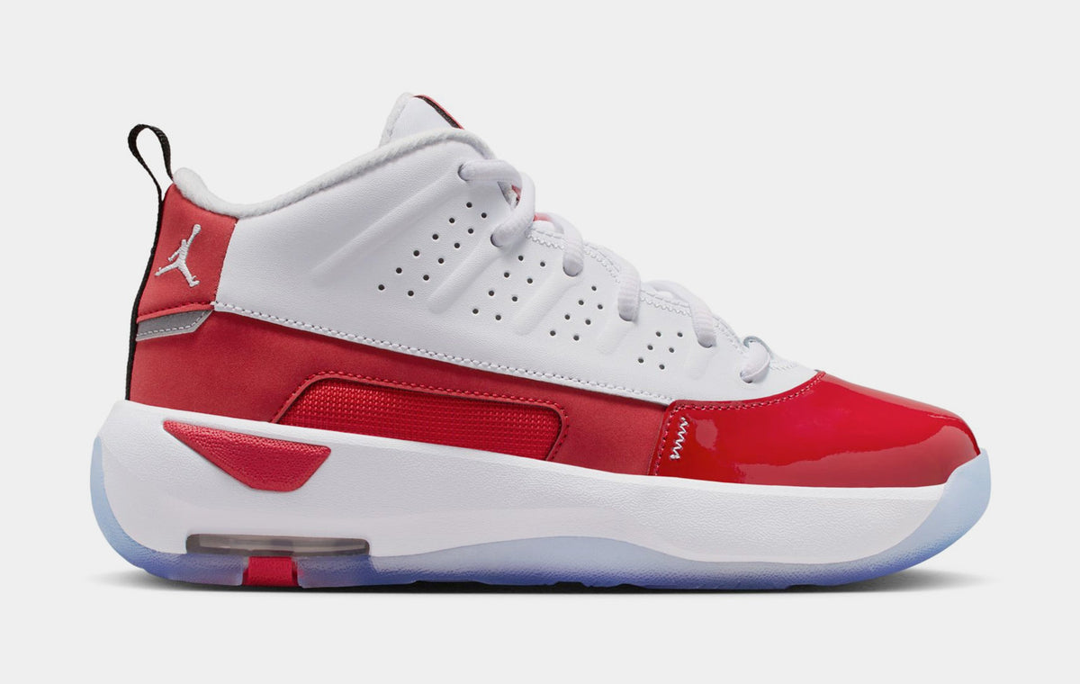 Exclusive Max Aura 7 Grade School Lifestyle Shoes (White/Gym Red/Black/White) — 3.5Y — Front View